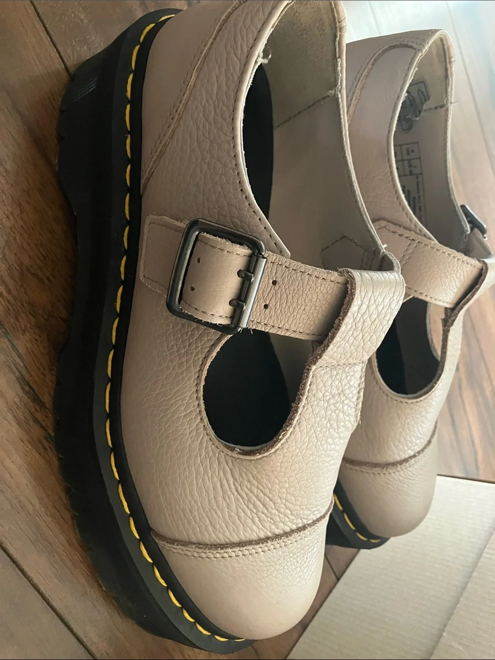 Dr. Martens Cream Leather Mary Jane Platforms